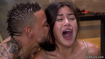 Hairy pussy fresh brunette Asian slut Kendra Spade gets whipped by big black cock master then hairy pussy and ass fucked