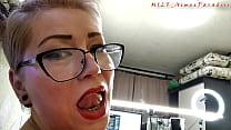 Hot POV fuck session from russian mature married couple! A cool mature bitch in glasses and a red negligee exquisitely sucks a dick and fucks passionately!